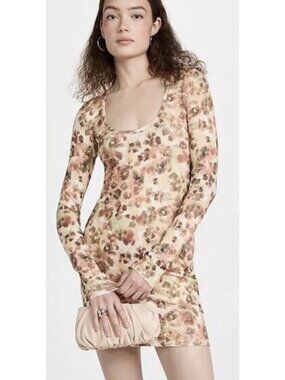 NANUSHKA Cathleen Watercolor Wash Animal Print Bodycon Ribbed Dress XS Abstract